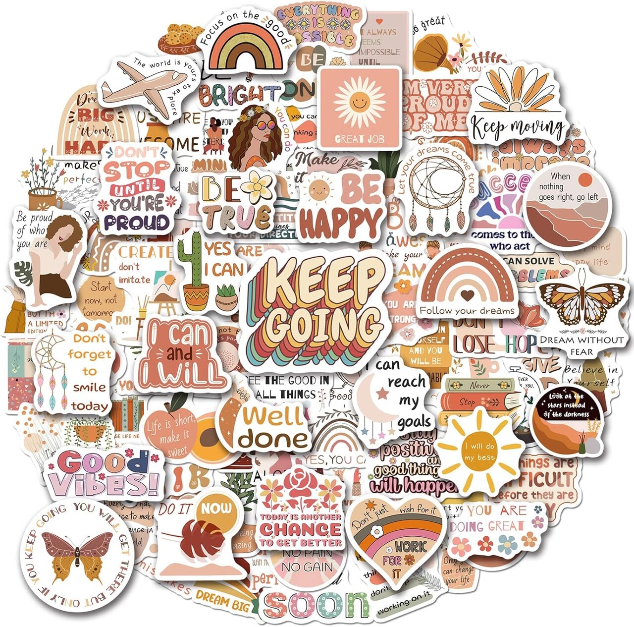 200 Vintage Scrapbook Inspirational Stickers (Brown) 6 x 5.3 x 0.5 inches